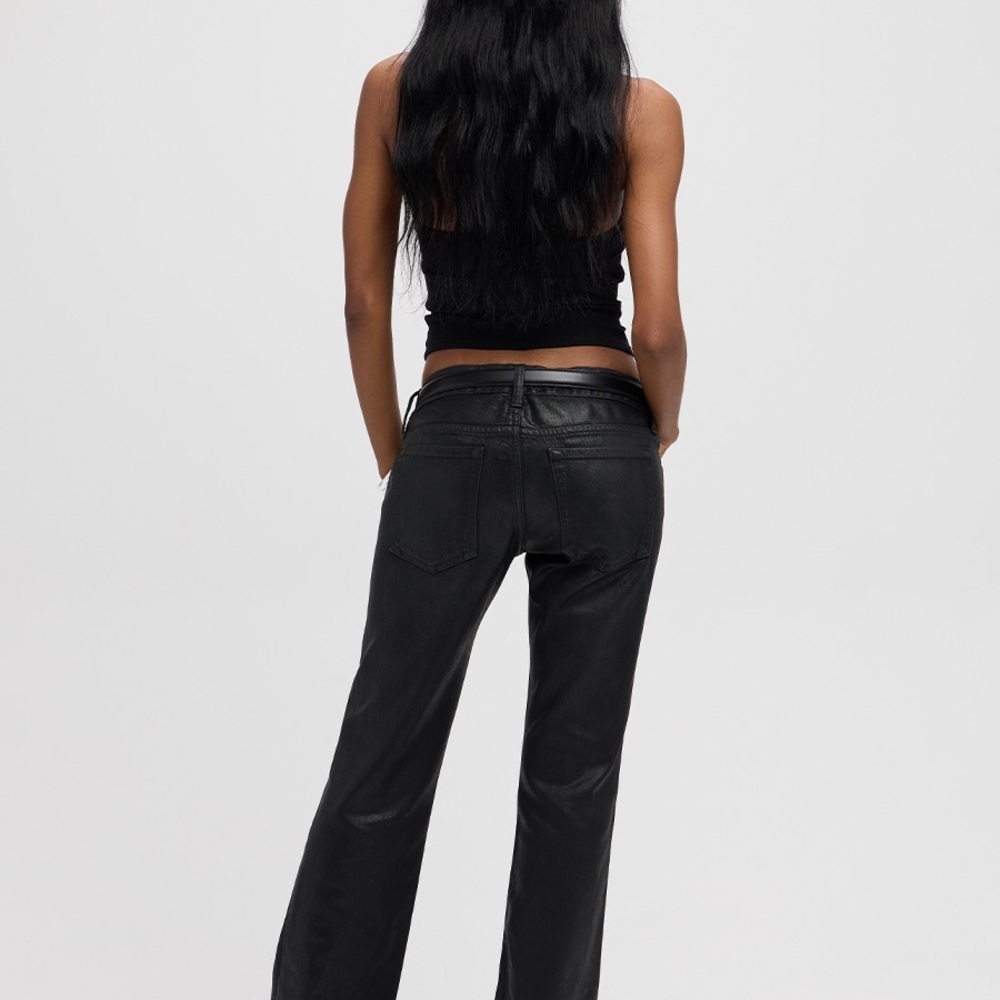 Etica Camille Low Rise Bootcut Jeans Black Drenched Coated Size 27 Sustainable - Picture 2 of 12
